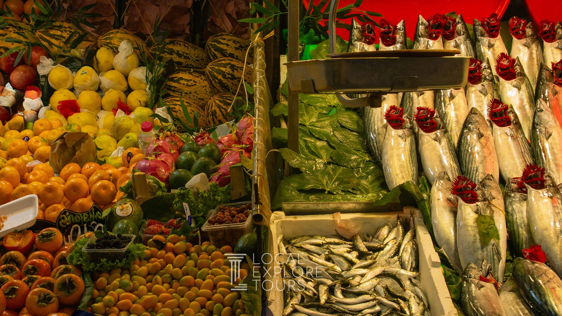 Vibrant Market Displays: Where Fishmongers and Greengrocers Meet